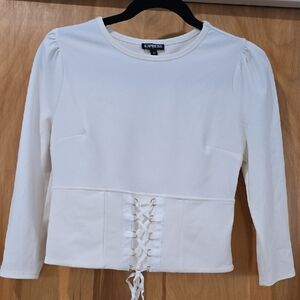 Express White Lace-Up Corset Long Sleeve Top